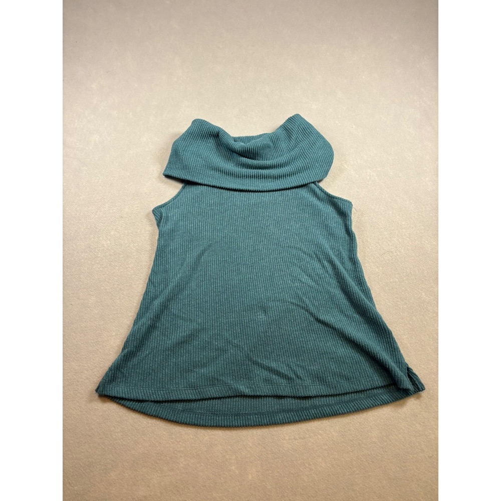 Vanessa Virginia Anthropologie Cowl Neck Ribbed Sleeveless Top Teal Blue Small